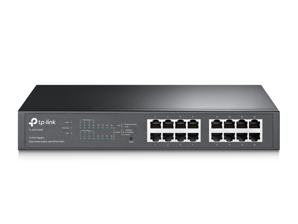 +TL-SG1016PE 16-Port Gigabit Easy Smart PoE Switch with 8-Port PoE