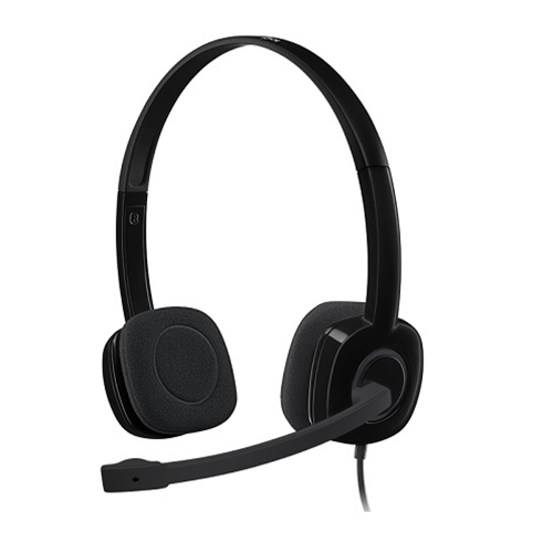 Logitech H151 Single Jack Wired Stereo Headset, Black