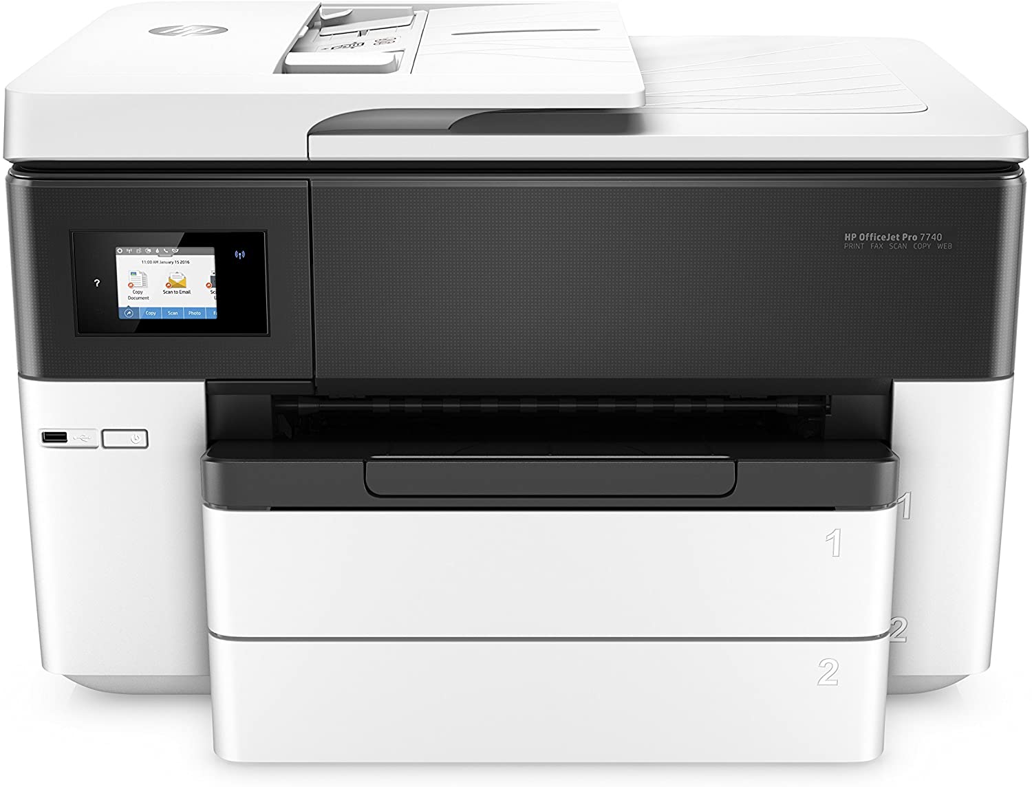 HP OfficeJet Pro 7740 Format All-in-One Colour Inkjet Printer - Black, White