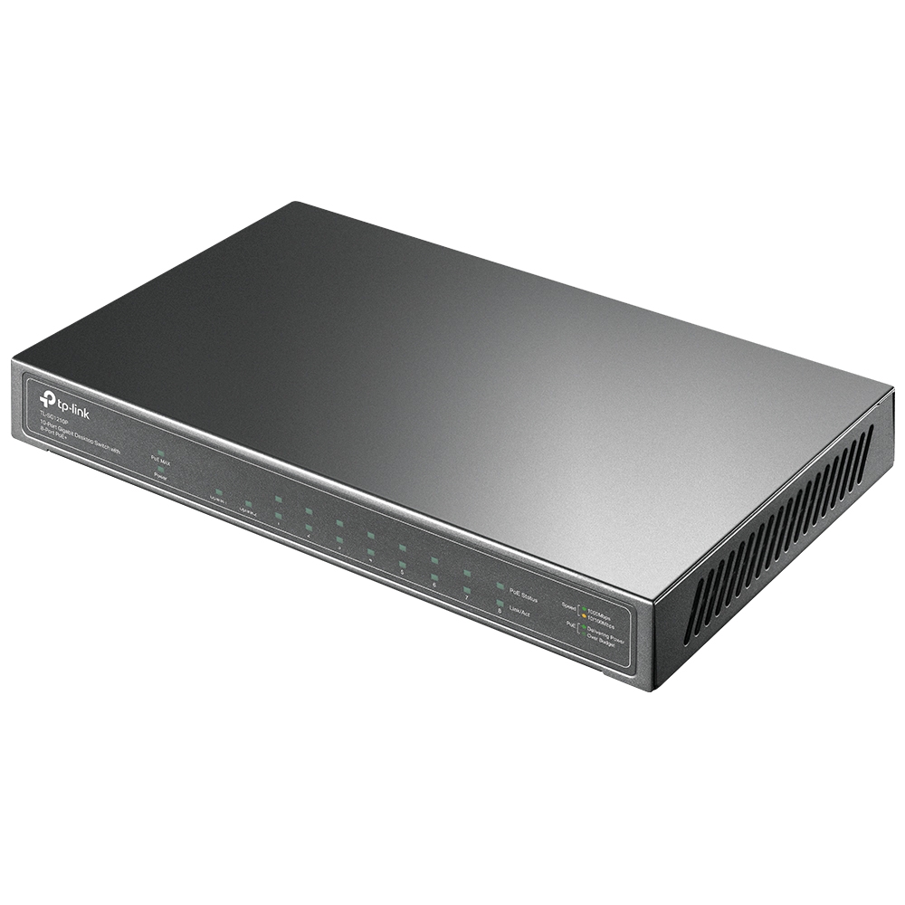 +TL-SG1210P 10-Port Gigabit Desktop Switch with 8-Port PoE