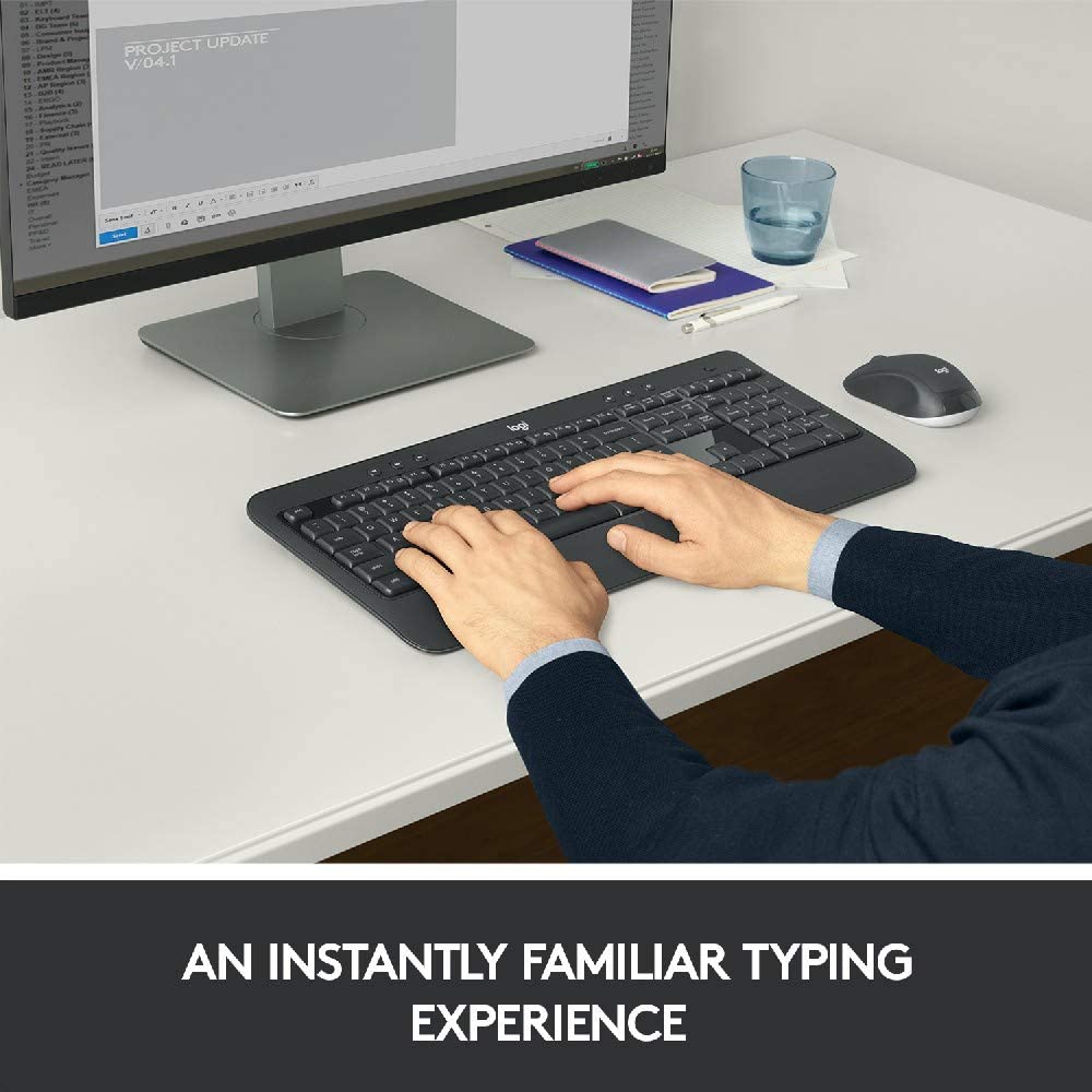 Logitech MK540 Advanced wireless keyboard and mouse set, 2.4 GHz wireless connection via Unifying USB receiver, 3-year battery life, for Windows and ChromeOS PCs / laptops, UK QWERTY layout