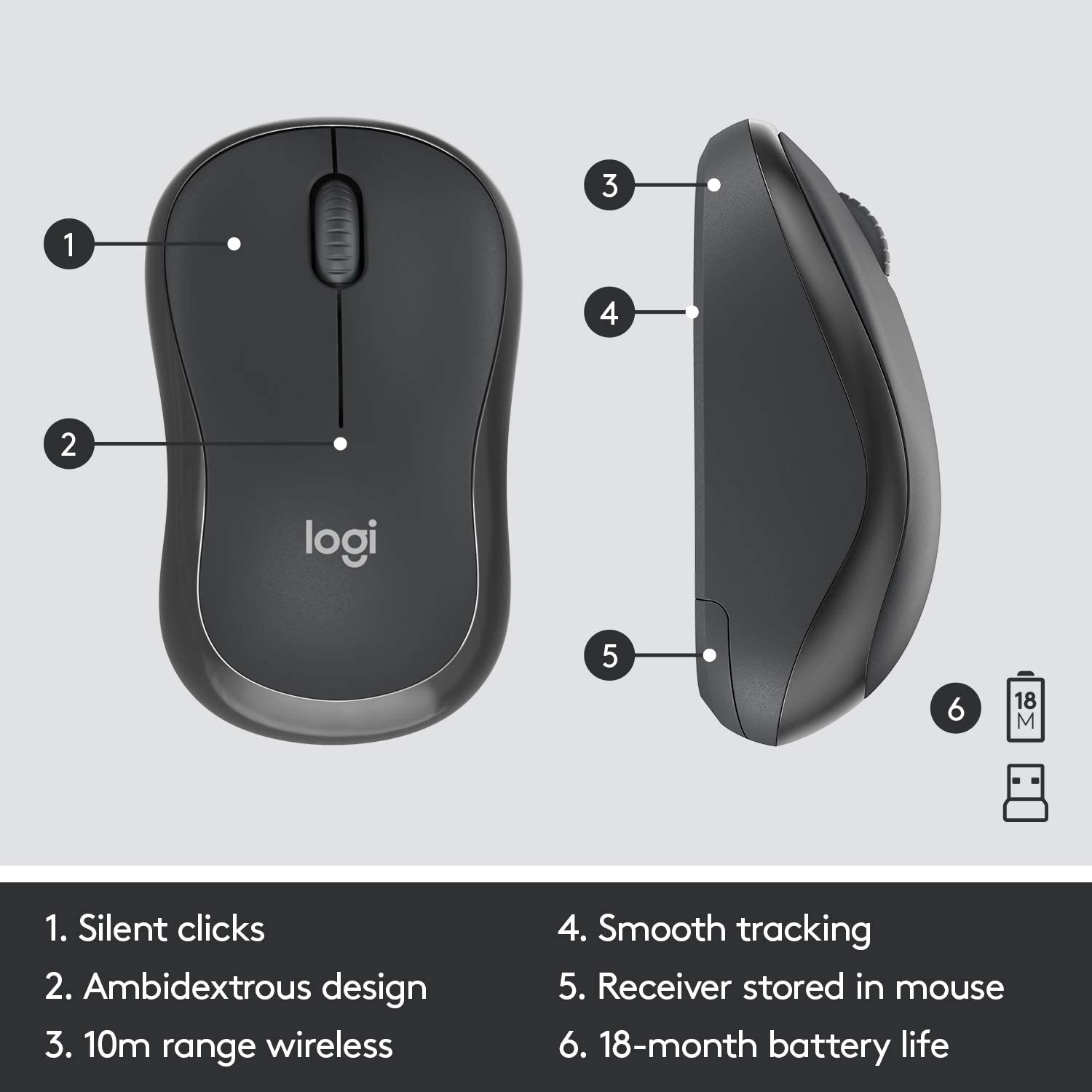 Logitech MK295 Wireless Mouse & Keyboard Combo – SilentTouch Tech, Full Numpad, Advanced Optical Tracking, Nano USB Receiver, Lag-Free Wireless, 90% Less Noise, QWERTY - Black