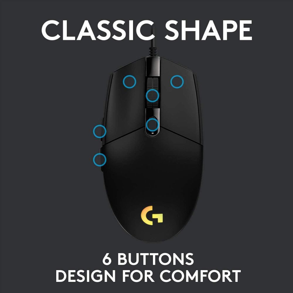 Logitech G203 [2nd Gen] RGB Gaming Mouse | Optical Sensor 8,000 DPI | 6 Programmable Buttons