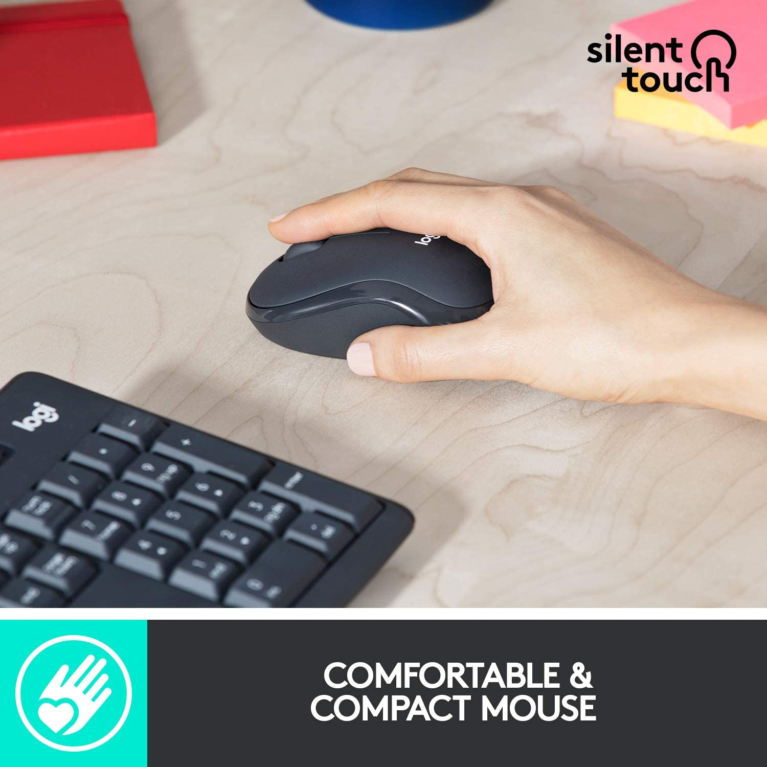 Logitech MK295 Wireless Mouse & Keyboard Combo – SilentTouch Tech, Full Numpad, Advanced Optical Tracking, Nano USB Receiver, Lag-Free Wireless, 90% Less Noise, QWERTY - Black