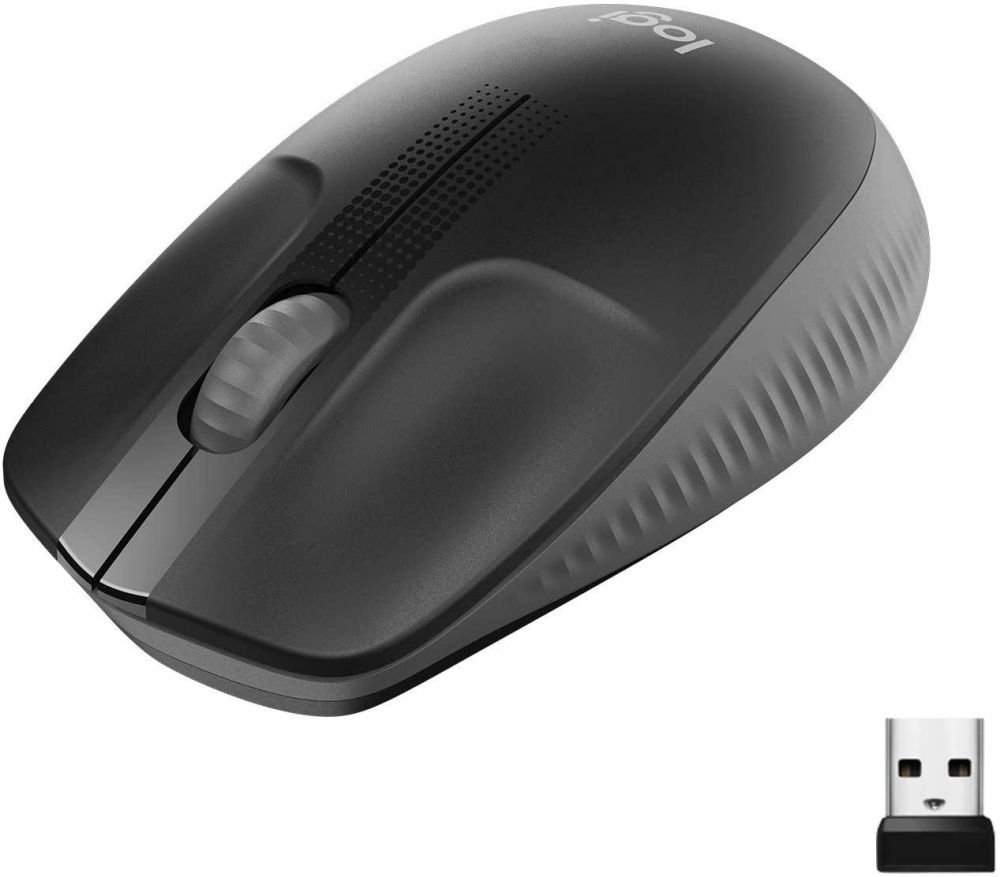 Logitech Wireless Mouse M190 Full Size Ambidextrous Curve Design 18-Month Battery with Power Saving Mode Precise Cursor Control - Black