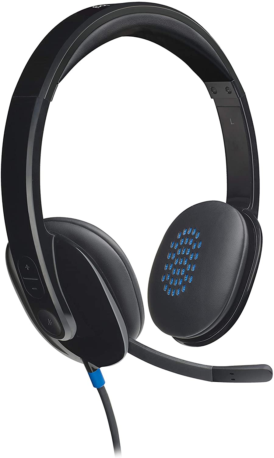 Logitech H540 Wired Headset, Stereo Headphone with Noise-Cancelling Microphone, USB, On-Ear Controls, Mute Indicator Light, PC/Mac/Laptop - Black