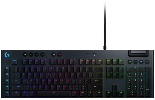 Logitech G815 Mechanical Gaming Keyboard - Low Profile GL Tactile Key Switch - 5 Programmable G-Keys - USB Passthrough - Dedicated Media controls Lightsync RGB