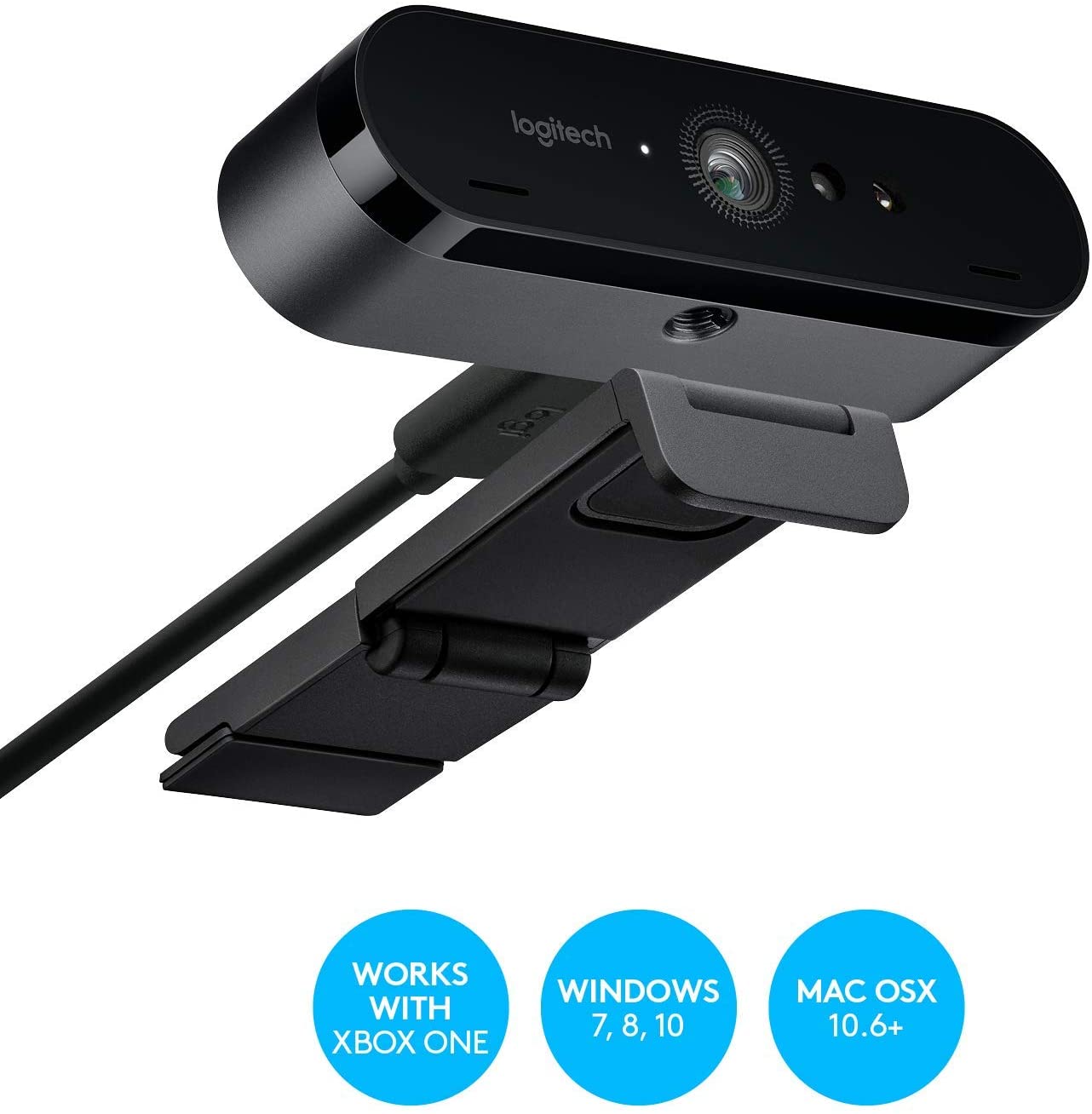 Logitech Brio 4K Ultra HD Pro Webcam, 1080p/60fps Hyper-Fast Streaming, Wide Adjustable Field of View, 5X Zoom, Works with Skype, WebEx, Cisco Jabber, Zoom, Windows Hello, PC/Mac/Laptop/Chrome - Black