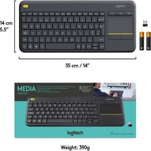 Logitech Wireless Touch Keyboard K400 Plus With Built-in Touchpad For Internet-connected Tvs