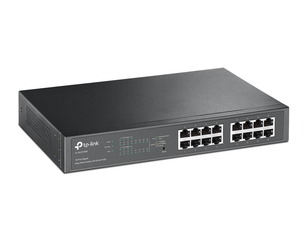 +TL-SG1016PE 16-Port Gigabit Easy Smart PoE Switch with 8-Port PoE