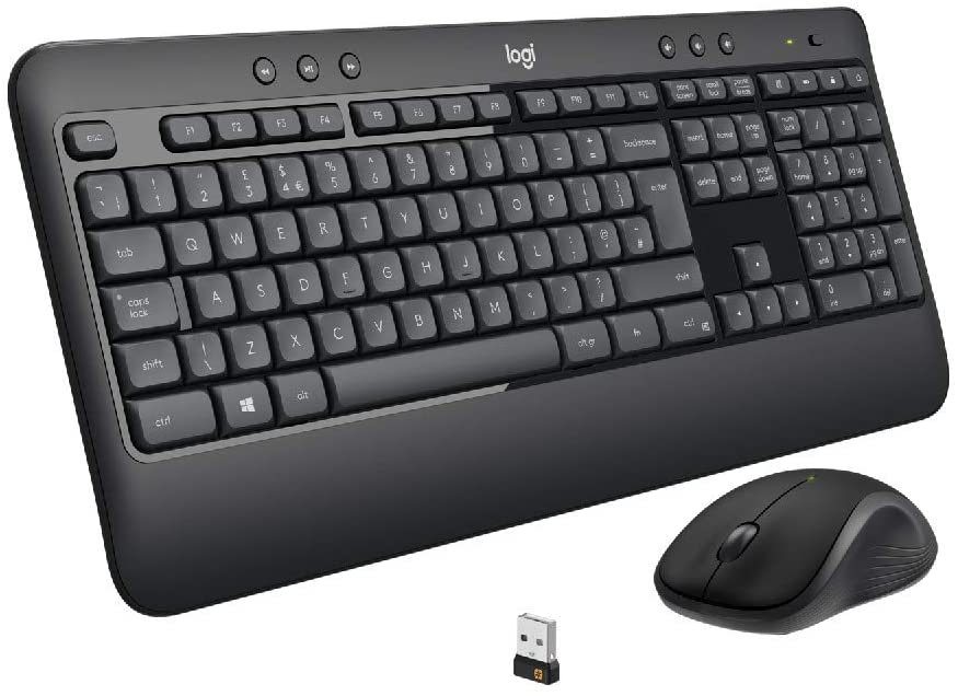 Logitech MK540 Advanced wireless keyboard and mouse set, 2.4 GHz wireless connection via Unifying USB receiver, 3-year battery life, for Windows and ChromeOS PCs / laptops, UK QWERTY layout