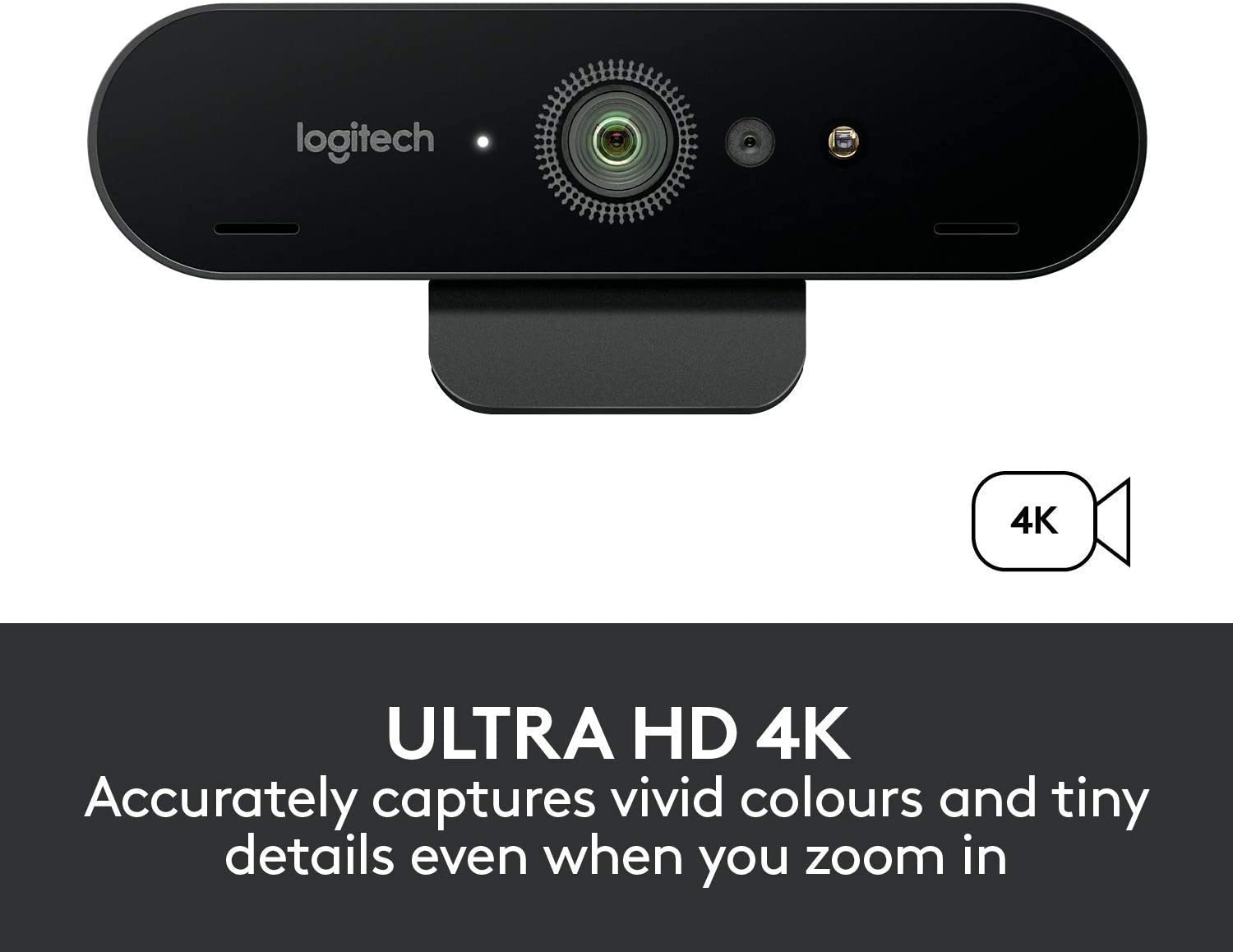 Logitech Brio 4K Ultra HD Pro Webcam, 1080p/60fps Hyper-Fast Streaming, Wide Adjustable Field of View, 5X Zoom, Works with Skype, WebEx, Cisco Jabber, Zoom, Windows Hello, PC/Mac/Laptop/Chrome - Black