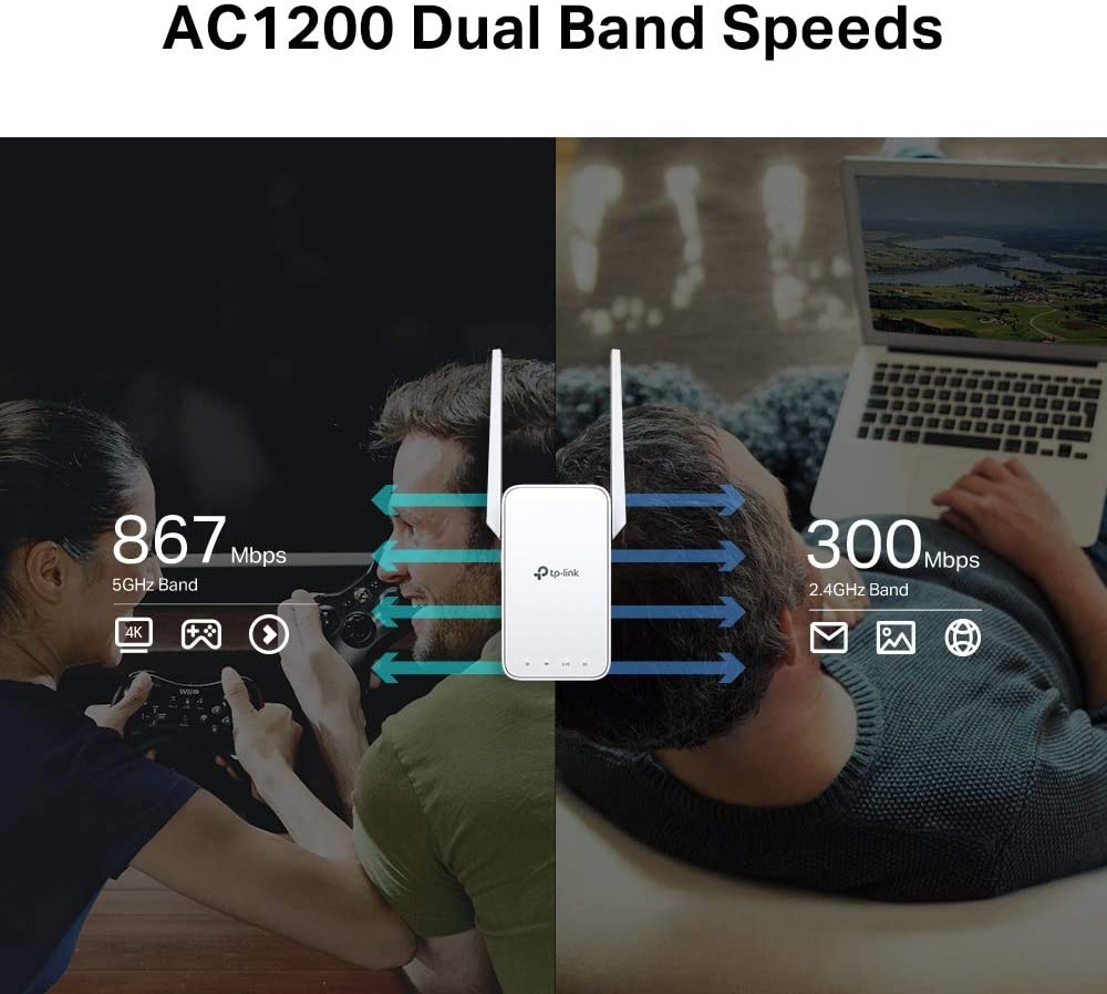 TP-Link AC1200 Mesh Wi-Fi Range Extender, Dual band Broadband/Wi-Fi Extender, Wi-Fi Booster/Hotspot with 1 Ethernet Port, Plug and Play, Smart signal indicator, Build-in AP mode, RE315