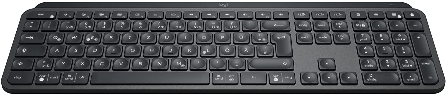 Logitech MX Keys Advanced Illuminated Wireless Keyboard, Bluetooth, Tactile Responsive Typing, Backlit Keys, USB-C, PC/Mac/Laptop Windows/Linux/IOS/Android, English Layout QWERTY - Graphite Black