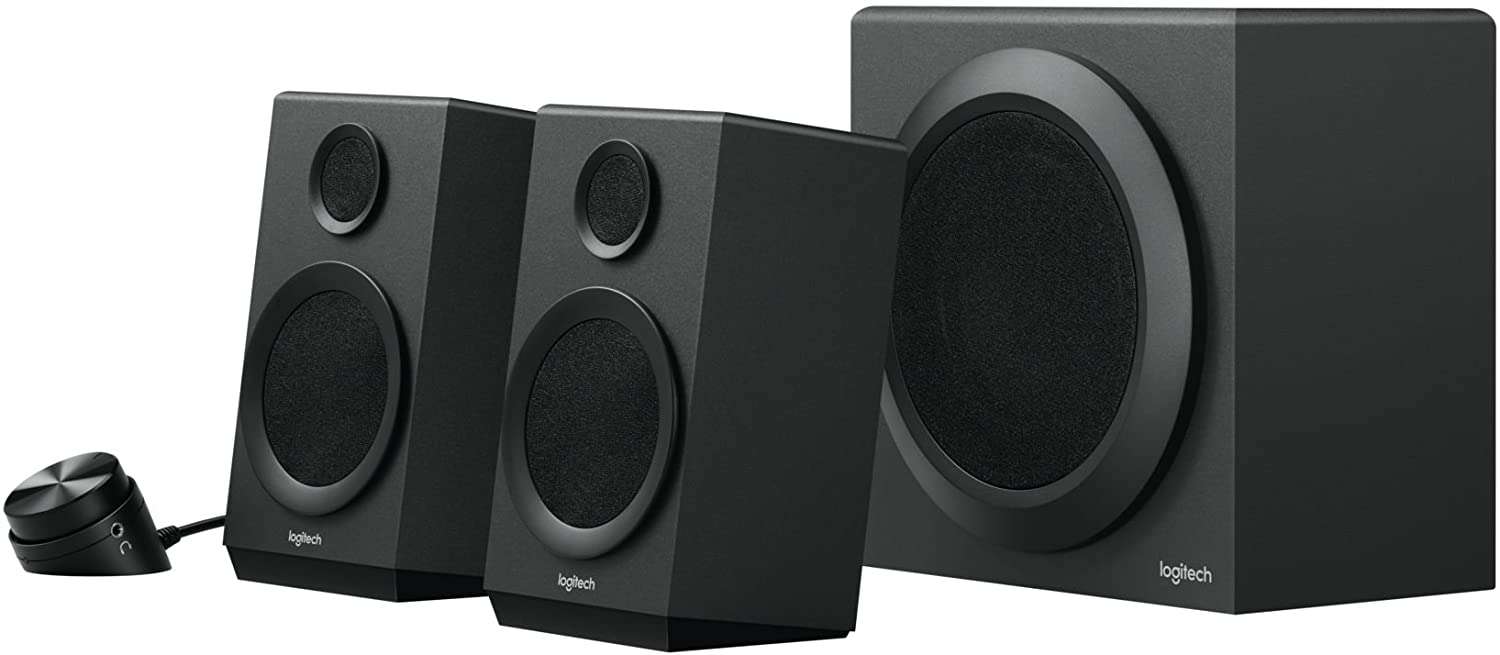 Logitech Z333 2.1 Multimedia Speaker System with Subwoofer, Rich Bold Sound, 80 Watts Peak Power, Strong Bass, 3.5mm Audio and RCA Inputs, PC/PS4/Xbox/TV/Smartphone/Tablet/Music Player, Black