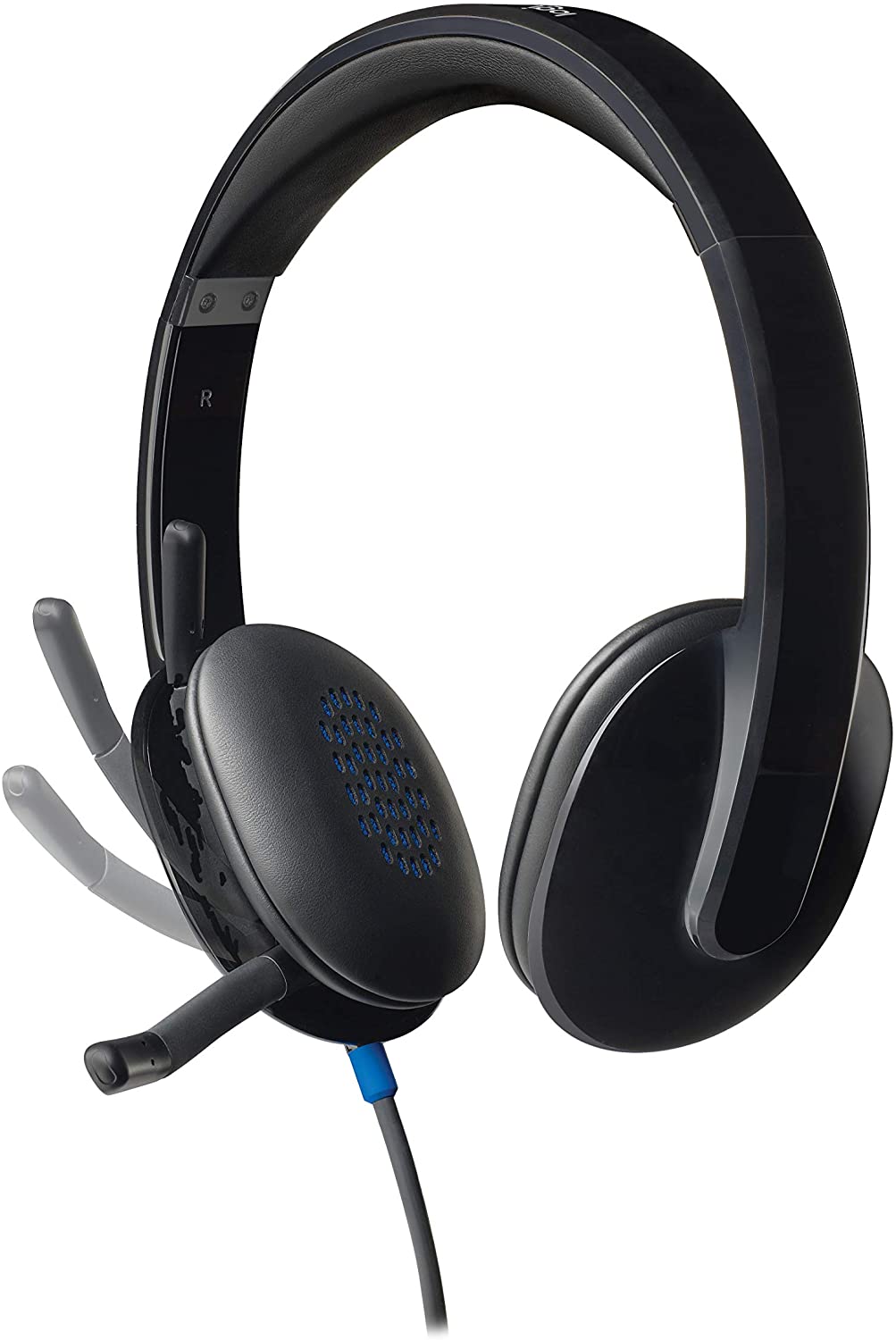 Logitech H540 Wired Headset, Stereo Headphone with Noise-Cancelling Microphone, USB, On-Ear Controls, Mute Indicator Light, PC/Mac/Laptop - Black