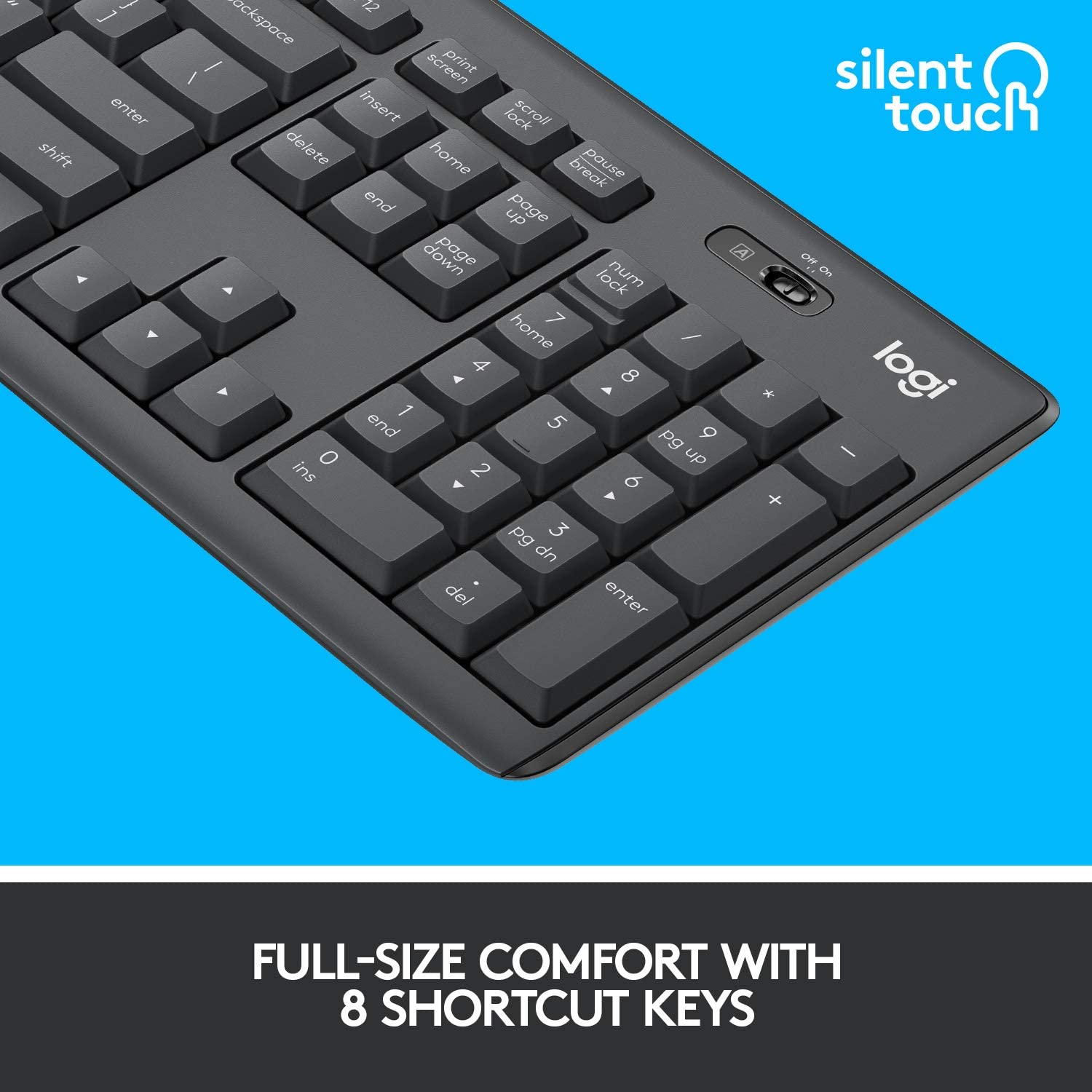 Logitech MK295 Wireless Mouse & Keyboard Combo – SilentTouch Tech, Full Numpad, Advanced Optical Tracking, Nano USB Receiver, Lag-Free Wireless, 90% Less Noise, QWERTY - Black