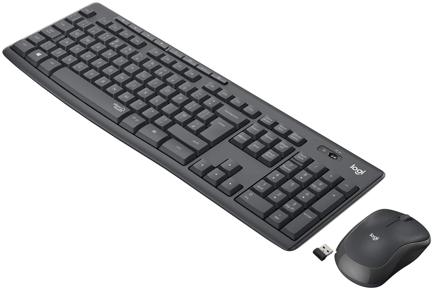 Logitech MK295 Wireless Mouse & Keyboard Combo – SilentTouch Tech, Full Numpad, Advanced Optical Tracking, Nano USB Receiver, Lag-Free Wireless, 90% Less Noise, QWERTY - Black