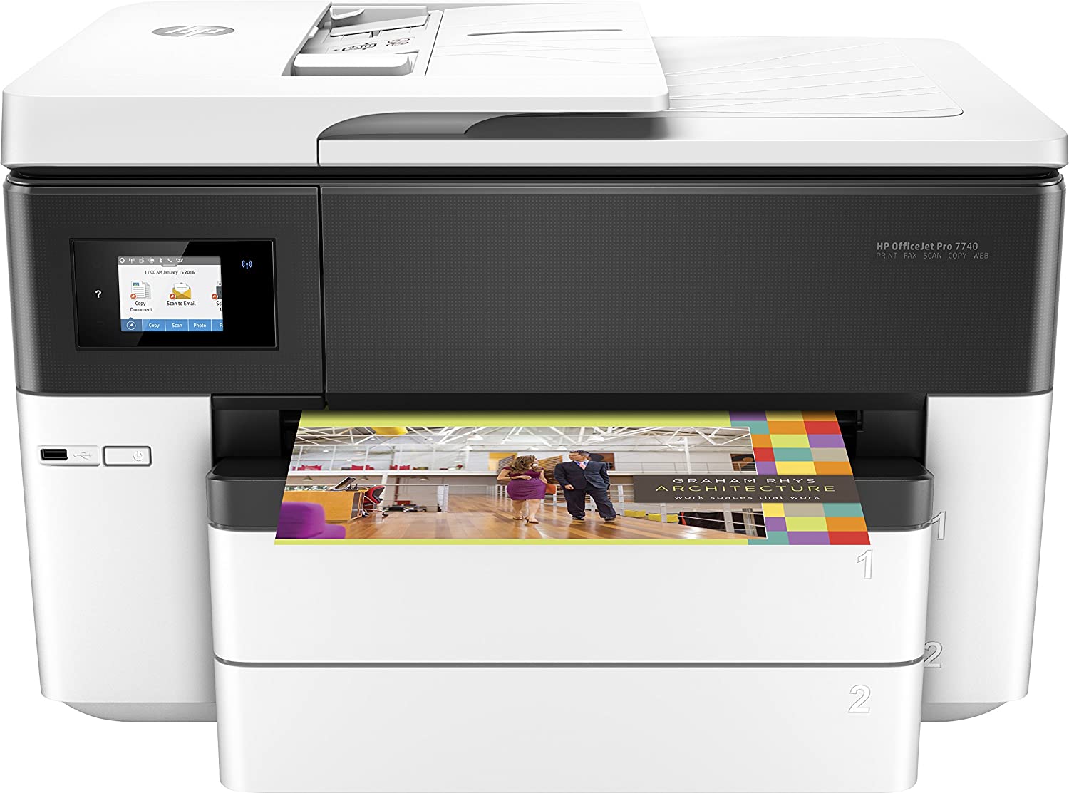 HP OfficeJet Pro 7740 Format All-in-One Colour Inkjet Printer - Black, White