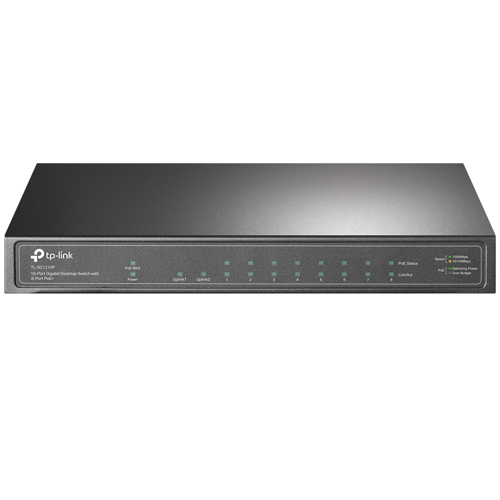 +TL-SG1210P 10-Port Gigabit Desktop Switch with 8-Port PoE