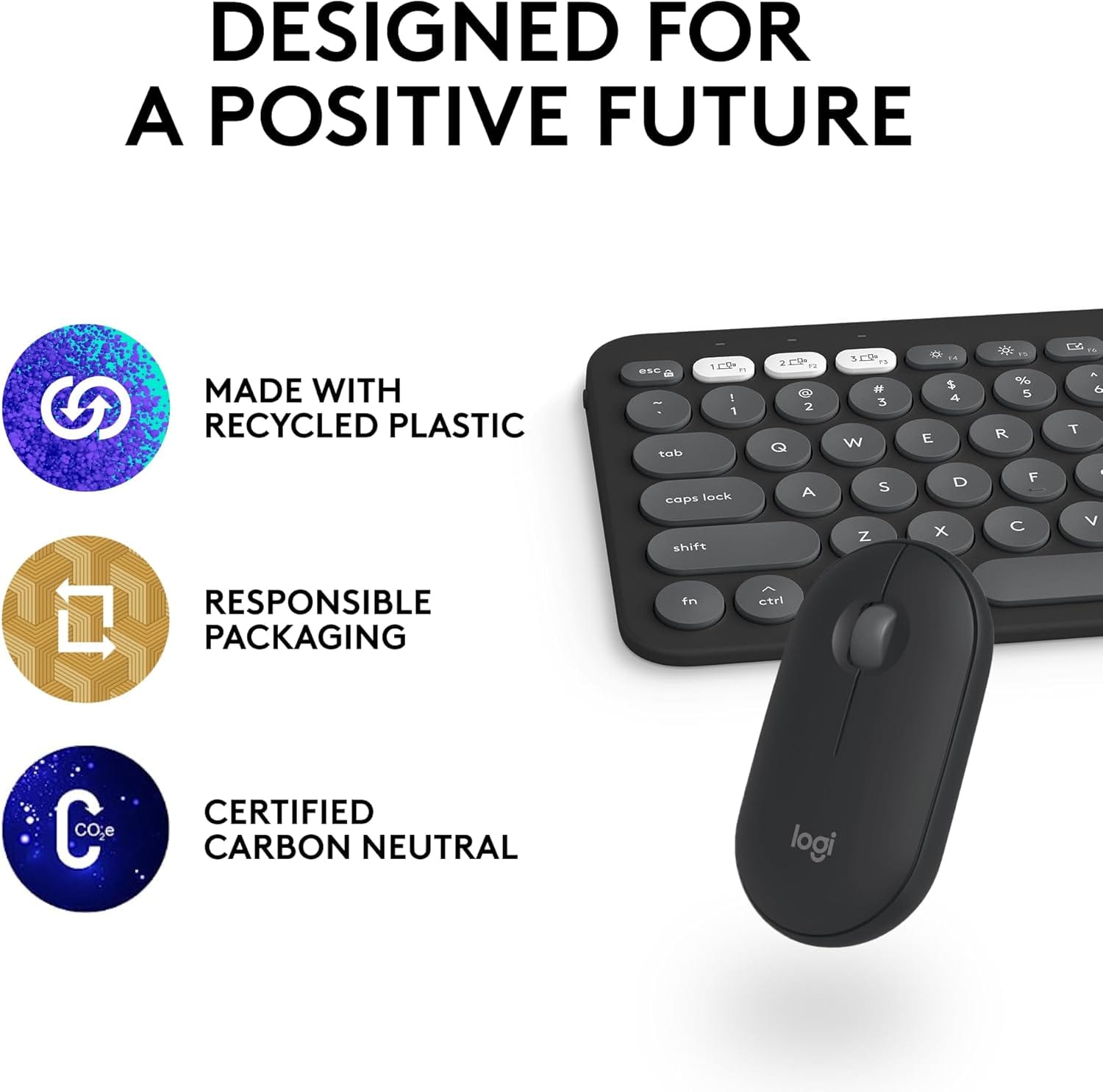 مجموعة بيبل 2 لجهاز ماك من لوجيتيك - تصميم ألماني QWERTZ، لون جرافيت، بلوتوث