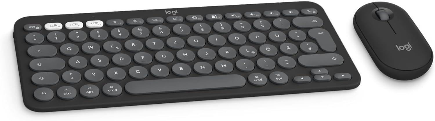 مجموعة بيبل 2 لجهاز ماك من لوجيتيك - تصميم ألماني QWERTZ، لون جرافيت، بلوتوث