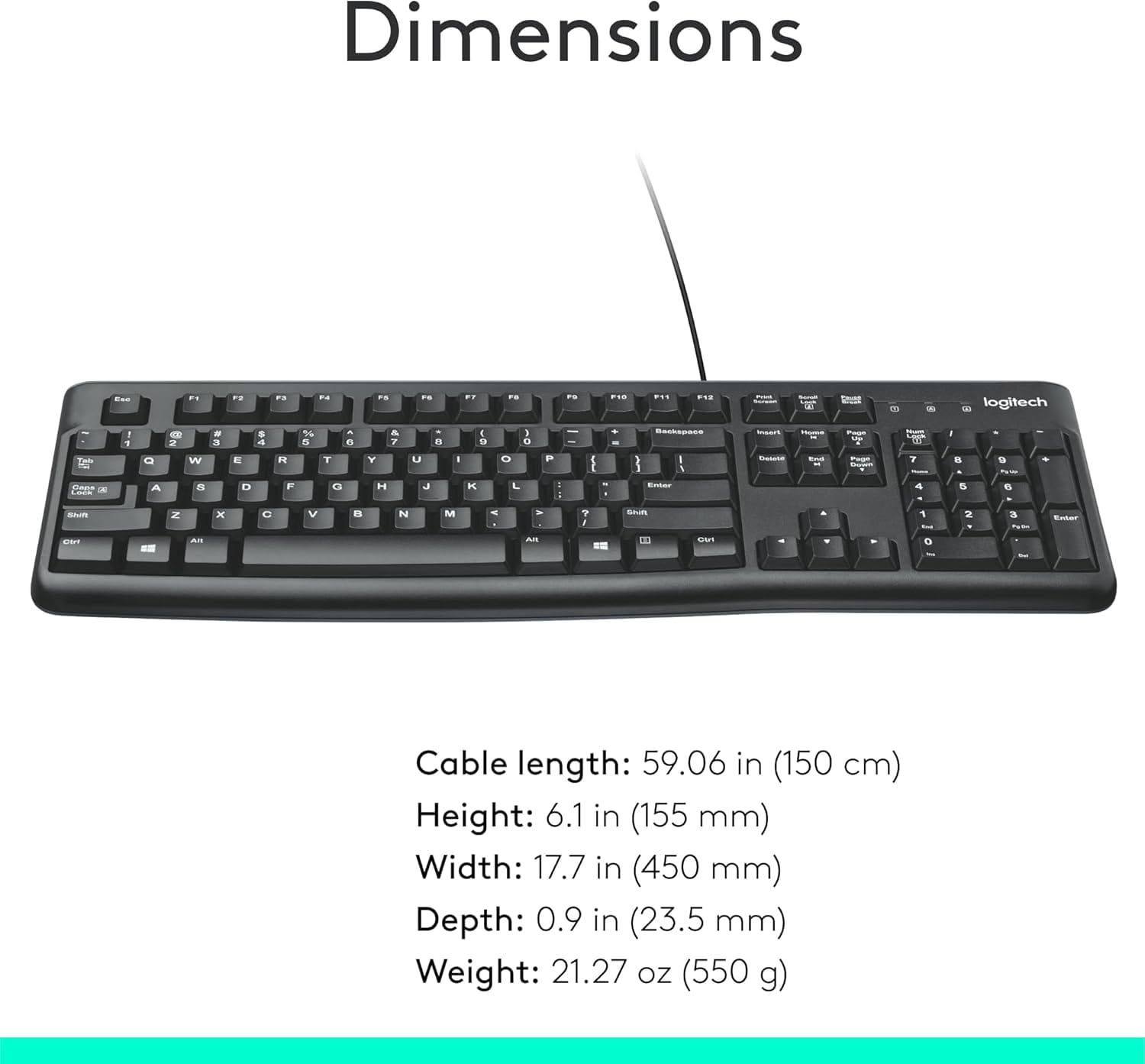 كيبورد K120 باحرف عربية من لوجيتك، بلون اسود، USB 5.0 من 5 نجوم 3