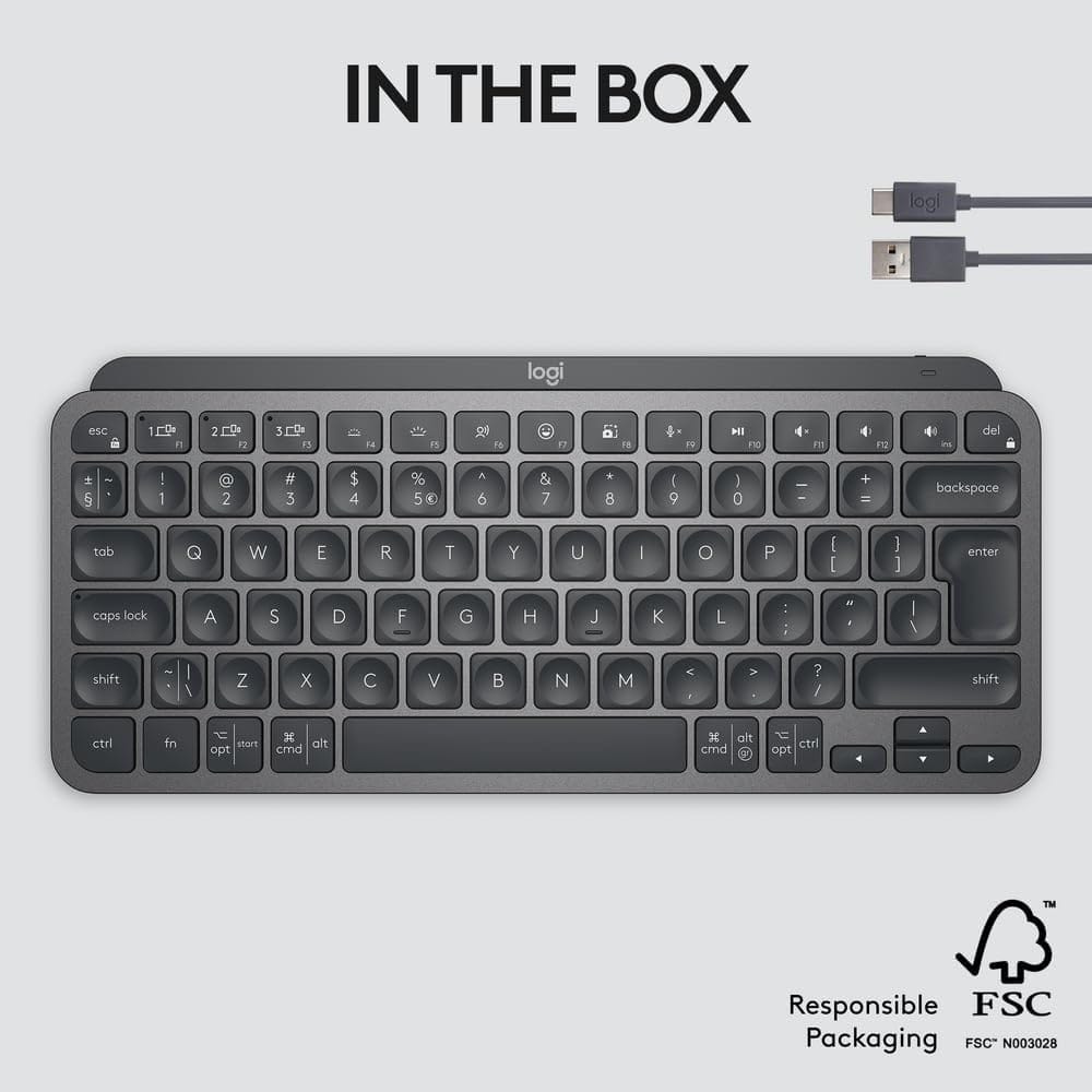 Logitech MX Keys Mini Minimalist Wireless Illuminated Keyboard, Bluetooth