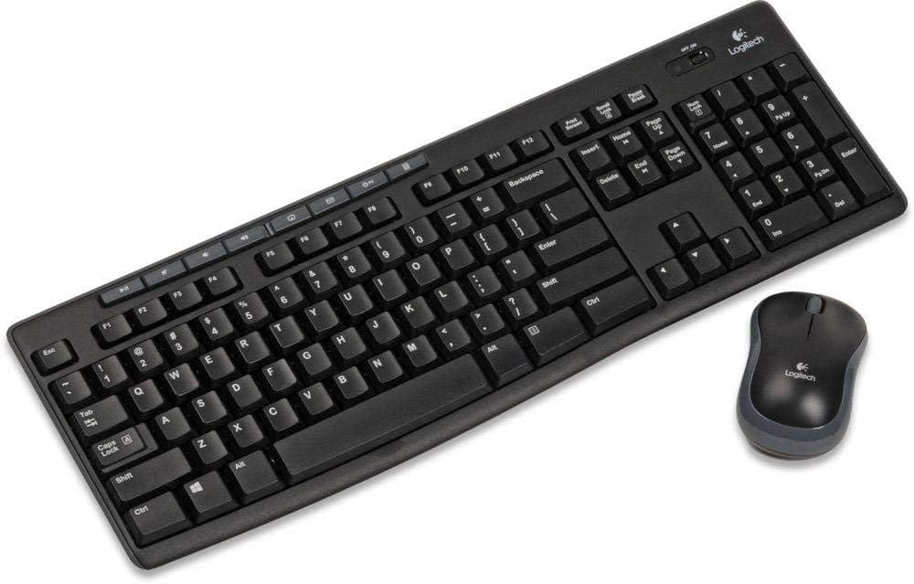 مجموعة لوحة المفاتيح والماوس اللاسلكية Logitech MK270 لأجهزة الكمبيوتر واللاب توب - لون أسود