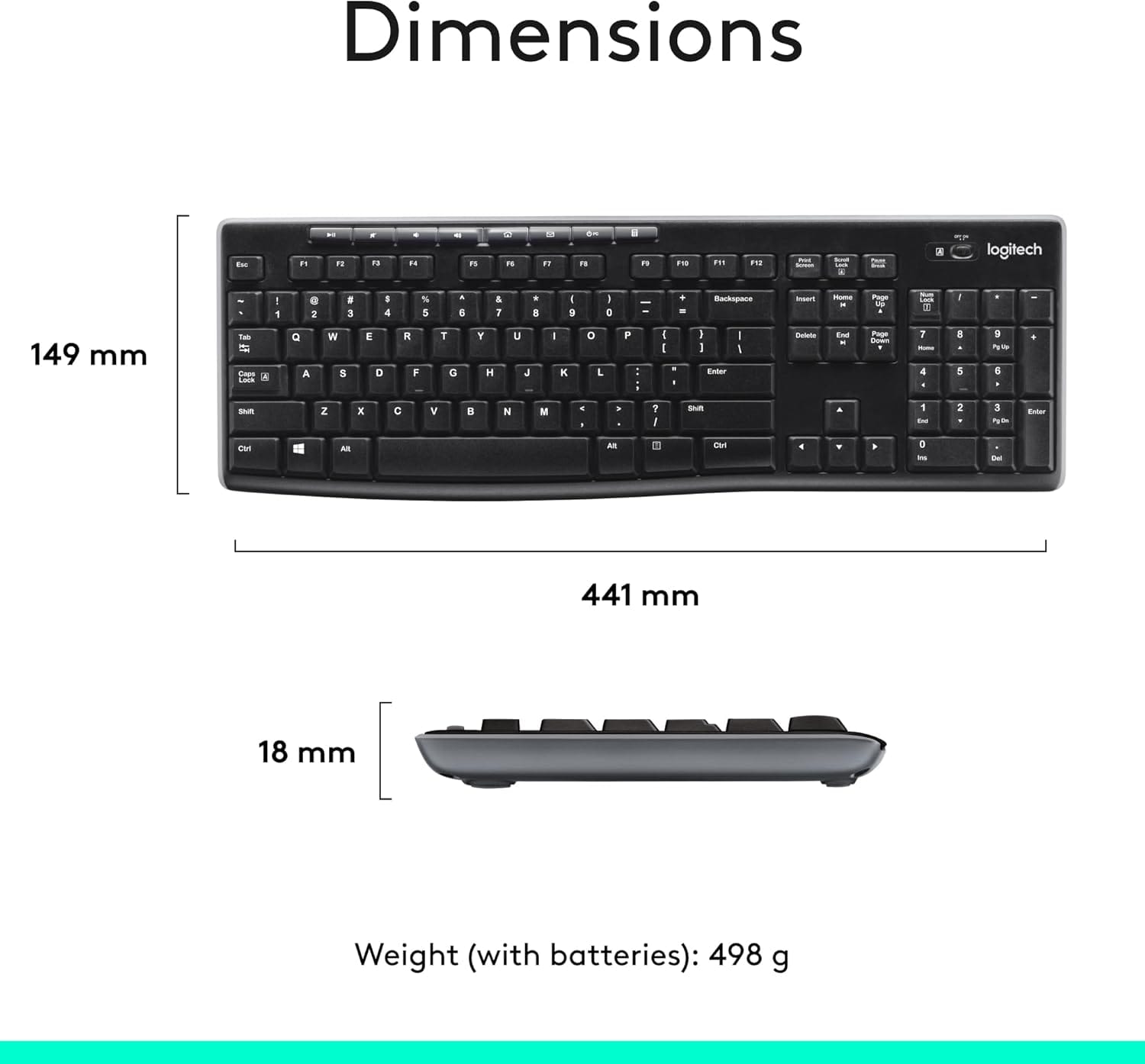 Logitech MK270 Wireless Keyboard & Mouse Combo For PC & Laptop -Black
