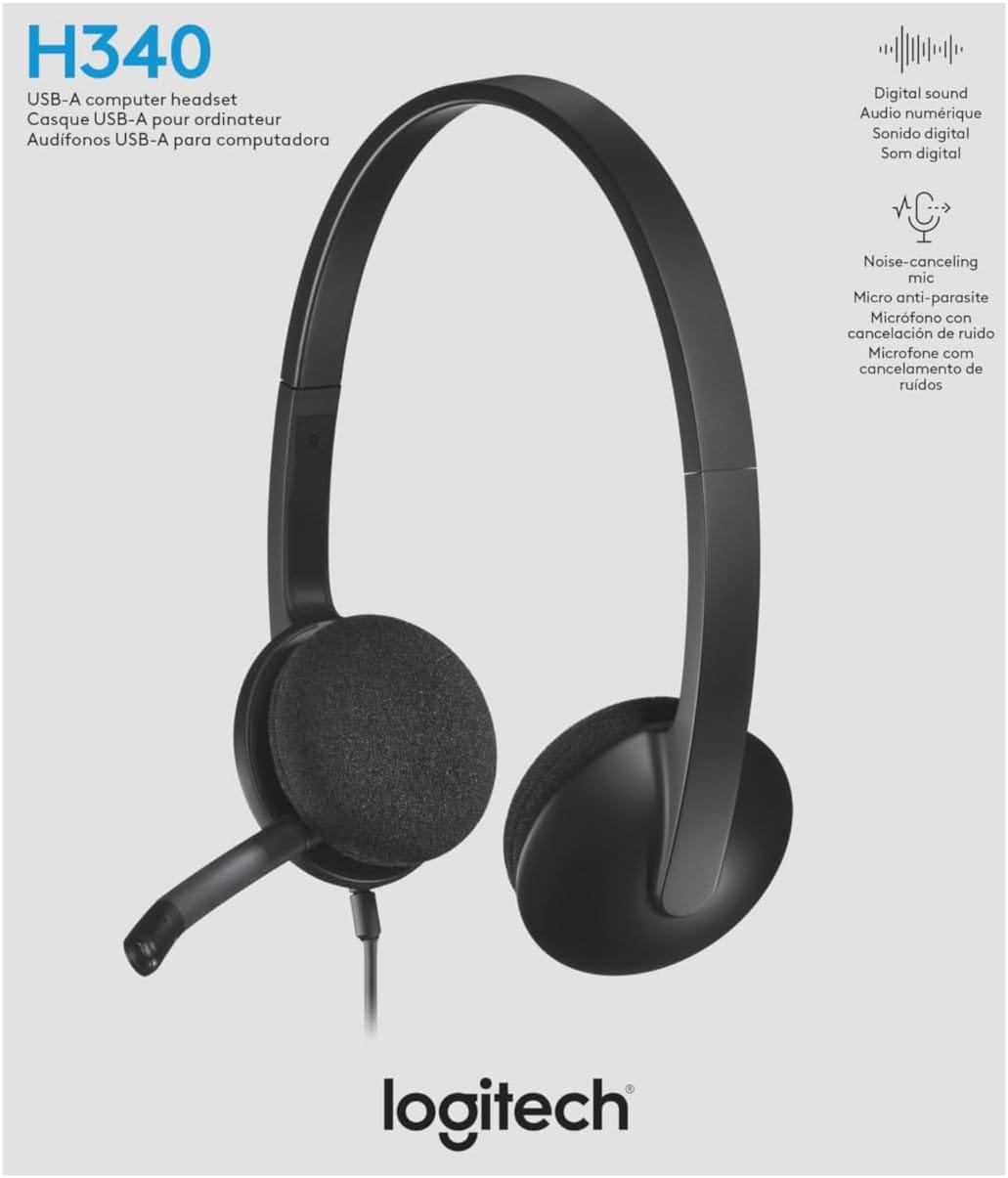 Logitech H340 USB Computer Headset -Black