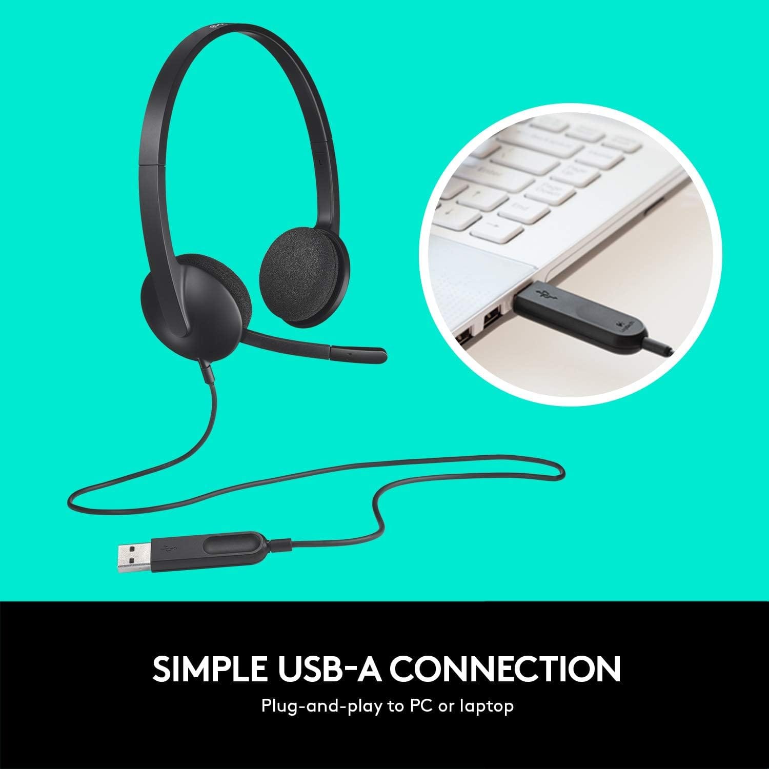 Logitech H340 USB Computer Headset -Black