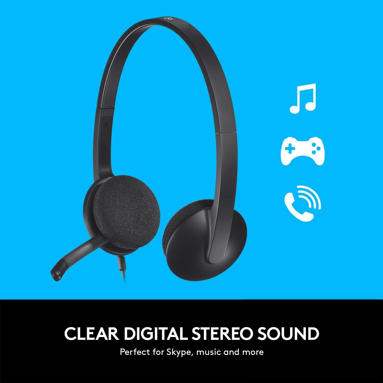 Logitech H340 USB Computer Headset -Black