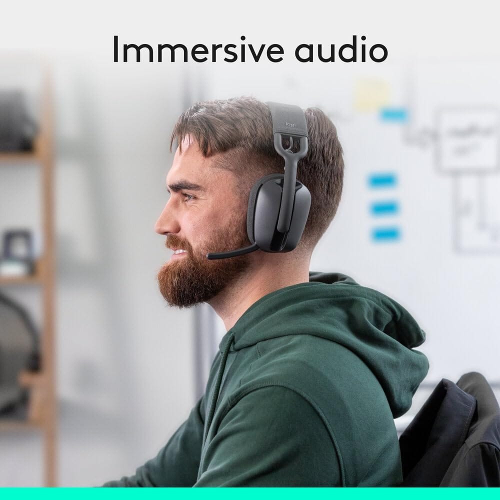سماعات الرأس Logitech Zone Vibe 100 اللاسلكية خفيفة الوزن فوق الأذن (981-001213)