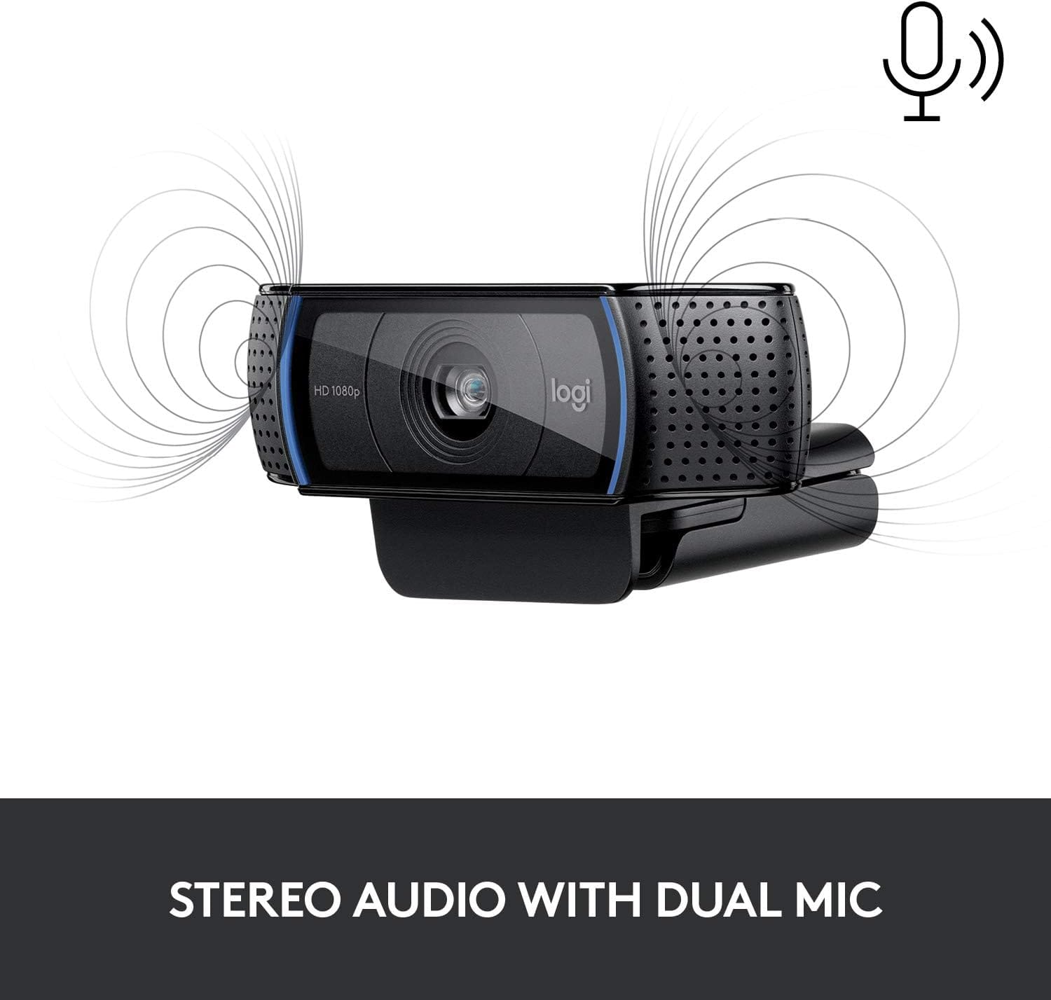 كاميرا ويب Logitech C920S HD Pro Stream (دقة عالية كاملة 1080 بكسل/30 إطارًا في الثانية) - أسود (960-001252)