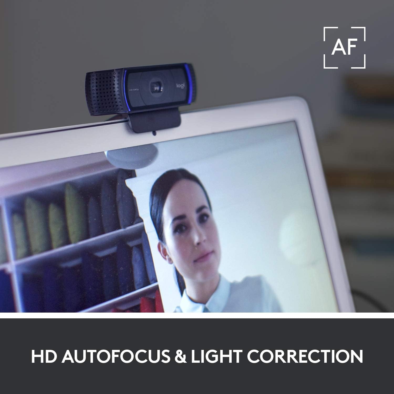 كاميرا ويب Logitech C920S HD Pro Stream (دقة عالية كاملة 1080 بكسل/30 إطارًا في الثانية) - أسود (960-001252)