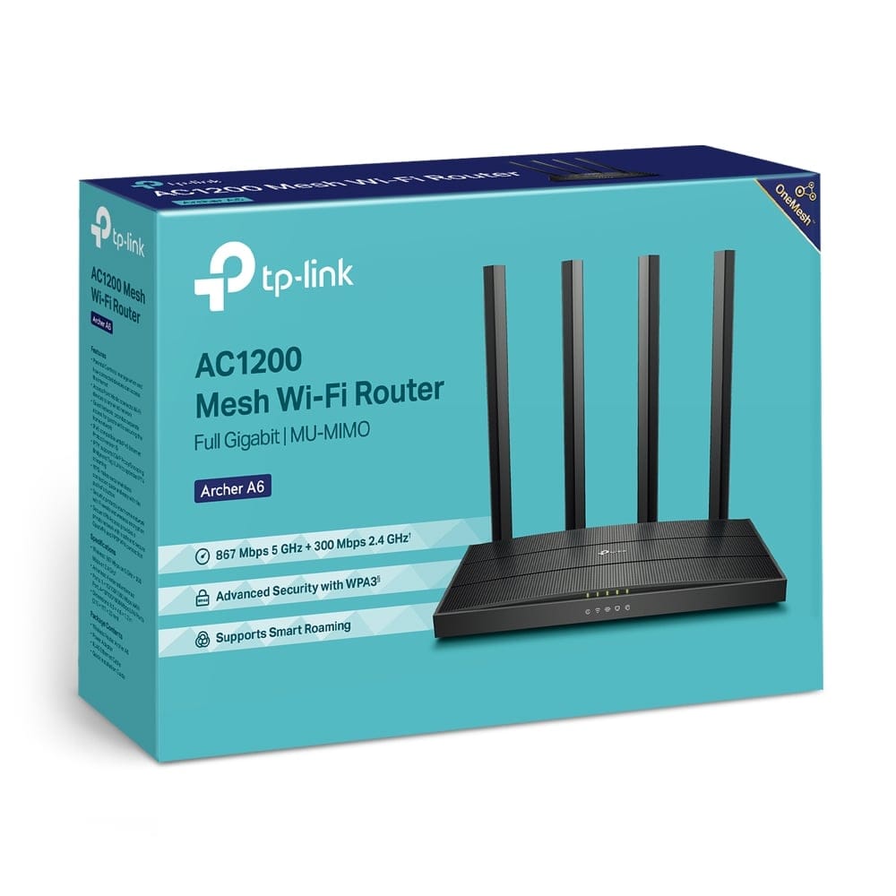 جهاز توجيه TP-Link Archer A6 - AC1200 لاسلكي بتقنية MU-MIMO جيجابت