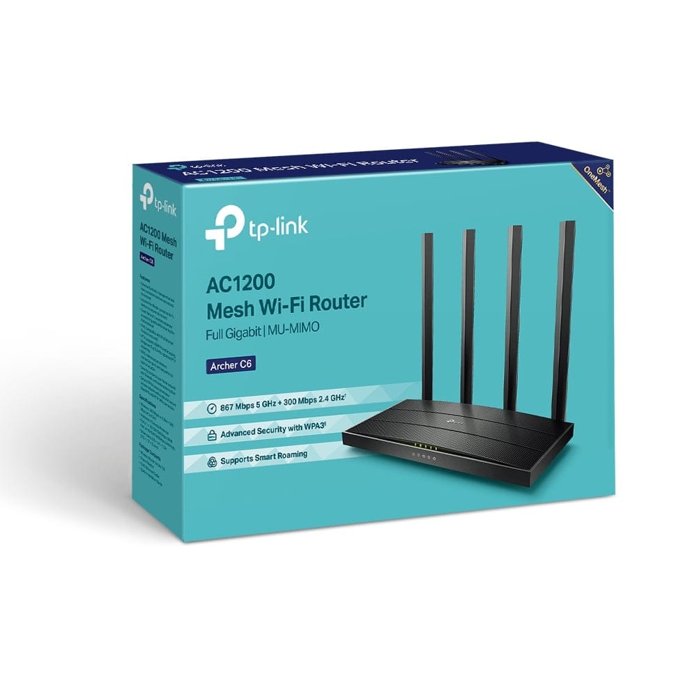 جهاز التوجيه اللاسلكي TP-Link Archer C6 - AC1200 Gigabit MU-MIMO
