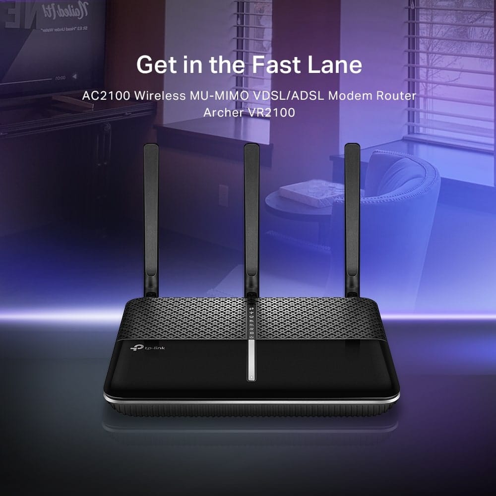 جهاز توجيه مودم لاسلكي TP-Link Archer VR2100 - AC2100 بتقنية MU-MIMO VDSL/ADSL