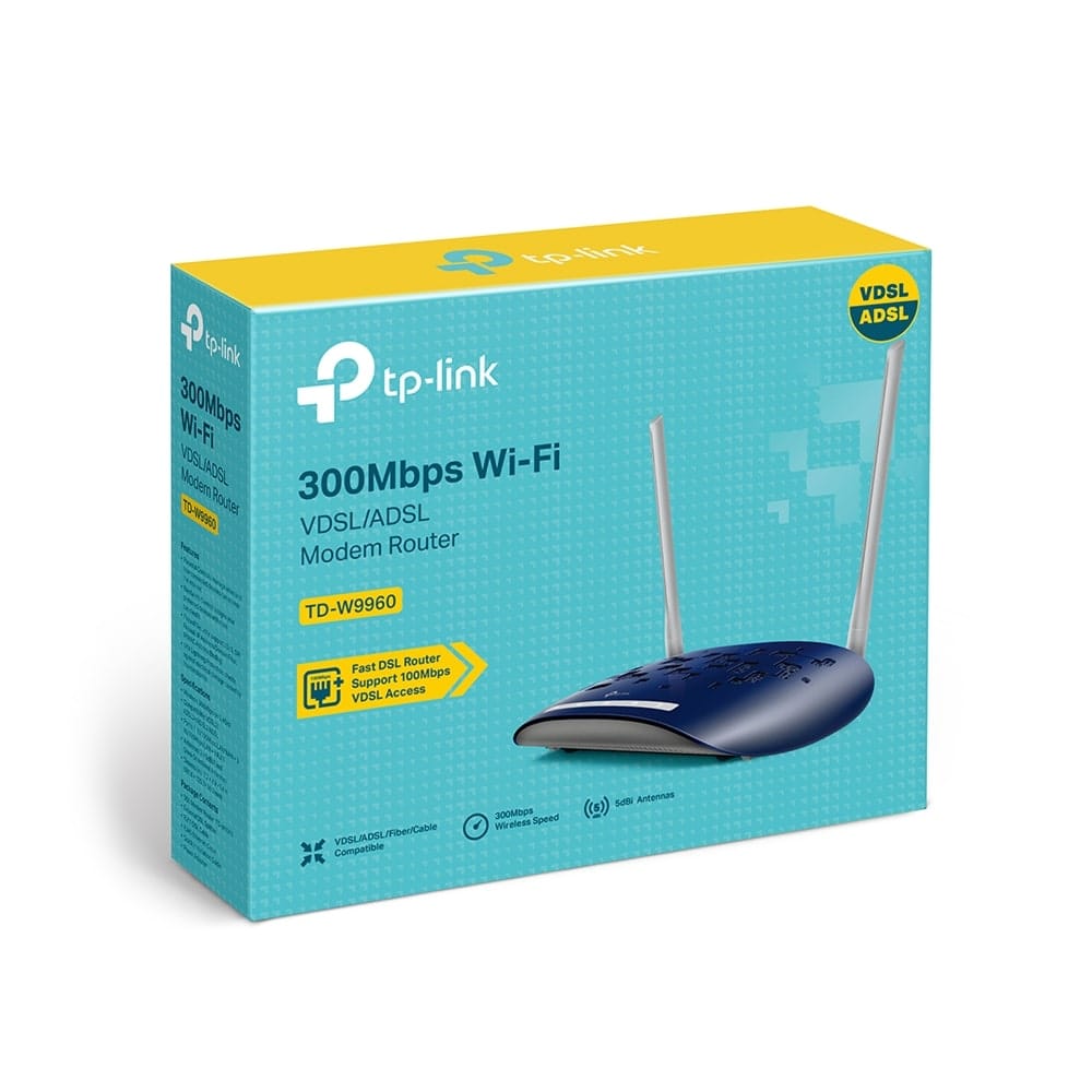 TP-Link TD-W9960 - راوتر مودم N VDSL/ADSL لاسلكي بسرعة 300 ميجابت في الثانية