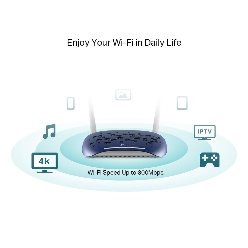 TP-Link TD-W9960 - راوتر مودم N VDSL/ADSL لاسلكي بسرعة 300 ميجابت في الثانية