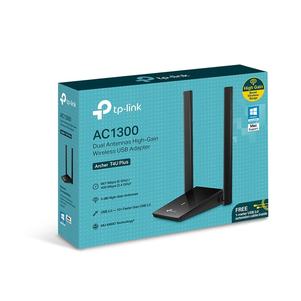 TP-Link Archer T4U Plus - محول USB لاسلكي عالي الكسب AC1300 بهوائيين مزدوجين