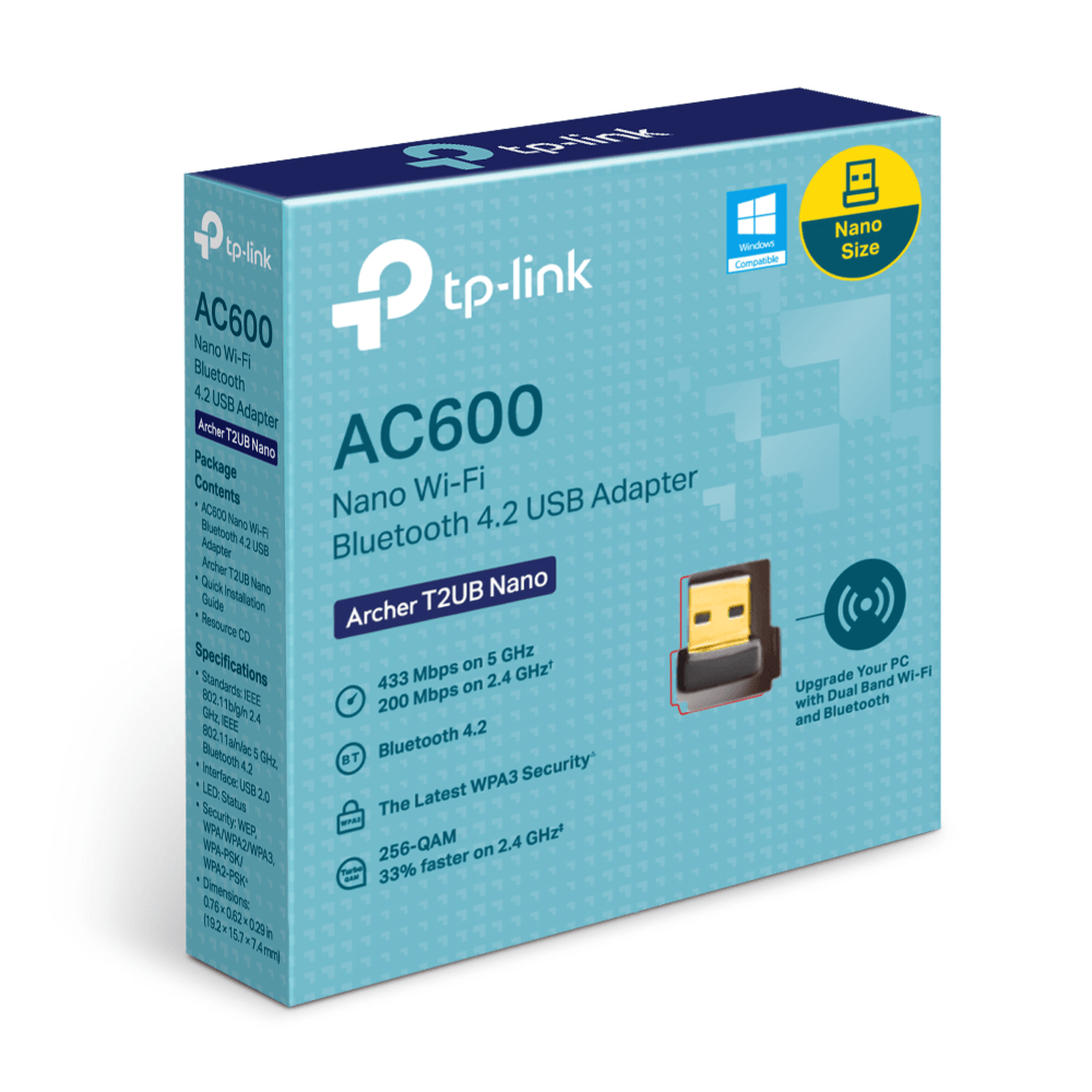 محول TP-Link Archer T2UB Nano - AC600 Nano Wi-Fi Bluetooth 4.2 USB
