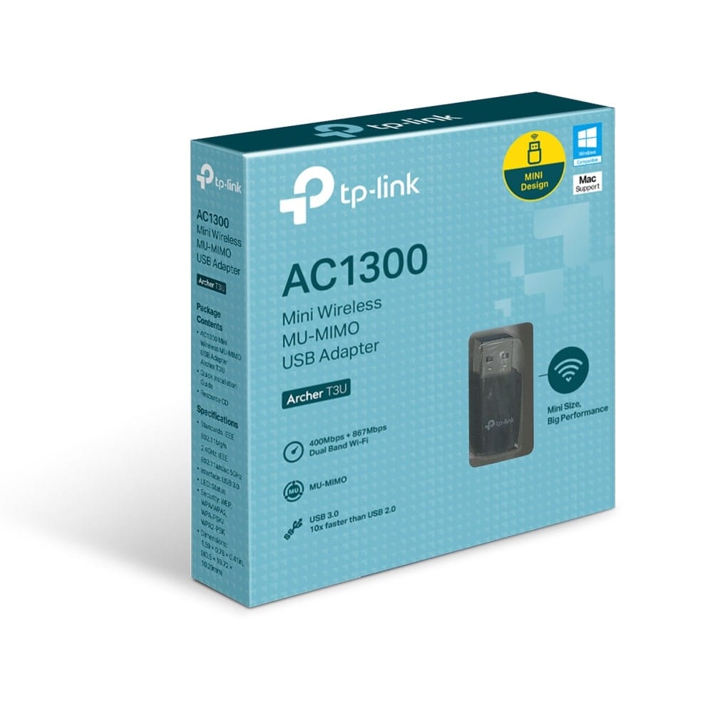 محول USB لاسلكي صغير MU-MIMO من TP-Link Archer T3U - AC1300