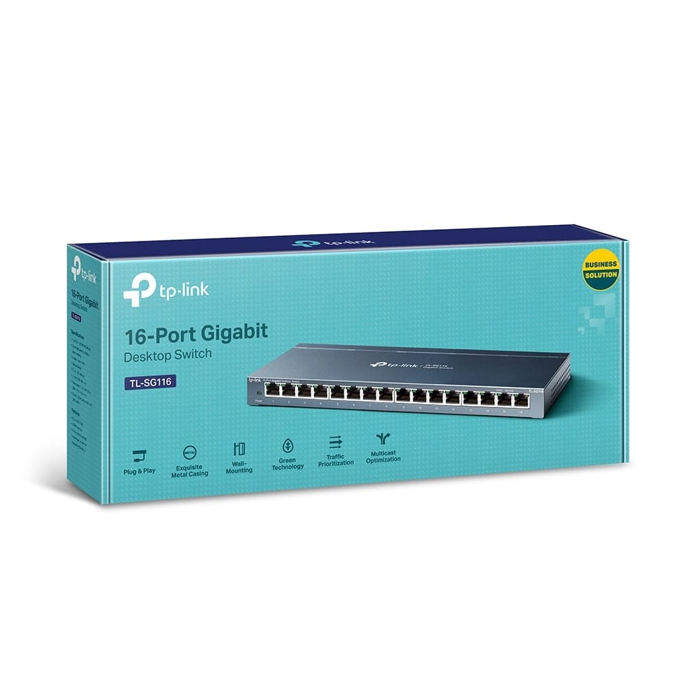 TP-Link TL-SG116 - مفتاح سطح مكتب جيجابت مزود بـ 16 منفذًا