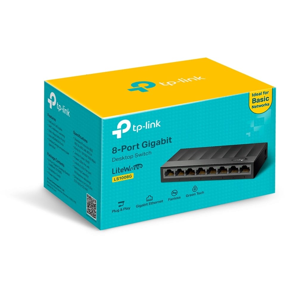 TP-Link LS1008G - مفتاح سطح مكتب 8 منافذ 10/100/1000 ميجابت في الثانية