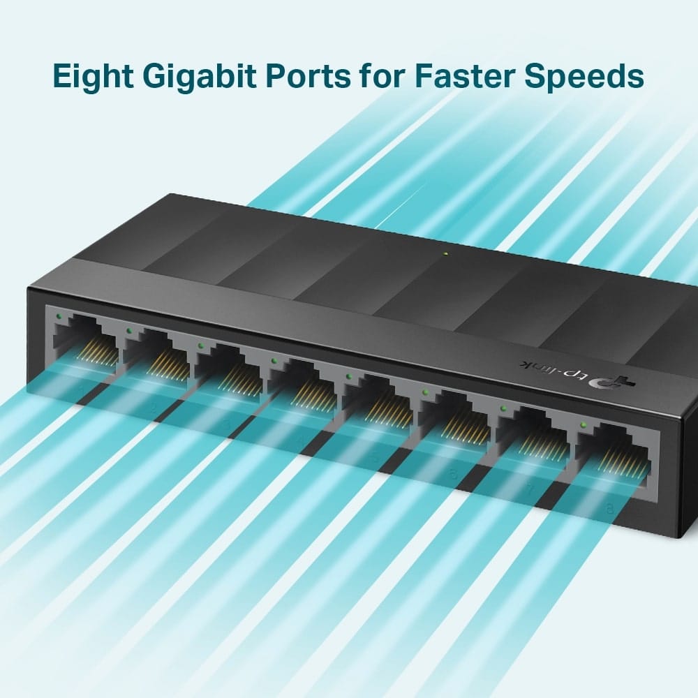 TP-Link LS1008G - مفتاح سطح مكتب 8 منافذ 10/100/1000 ميجابت في الثانية