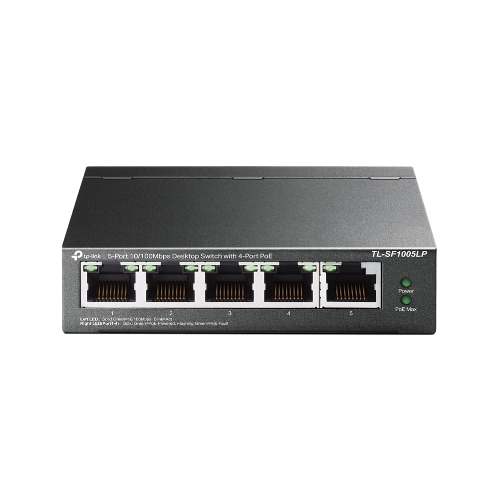 TP-Link TL-SF1005LP - مفتاح سطح مكتب بخمسة منافذ بسرعة 10/100 ميجابت في الثانية مع 4 منافذ PoE