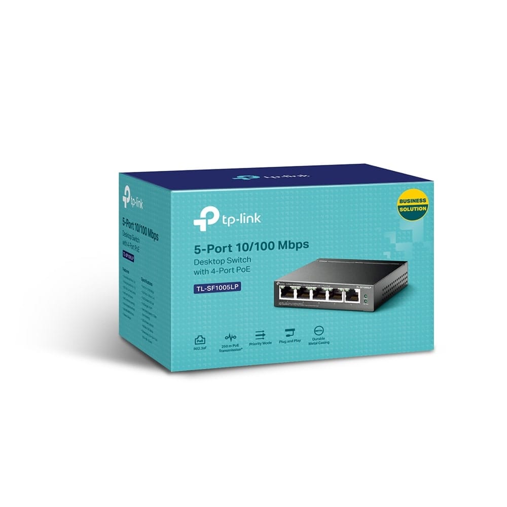 TP-Link TL-SF1005LP - مفتاح سطح مكتب بخمسة منافذ بسرعة 10/100 ميجابت في الثانية مع 4 منافذ PoE