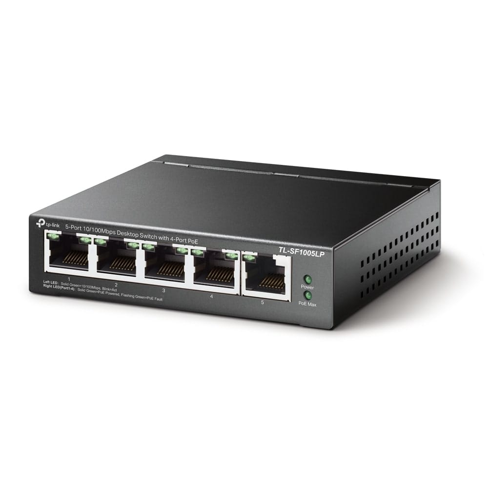 TP-Link TL-SF1005LP - مفتاح سطح مكتب بخمسة منافذ بسرعة 10/100 ميجابت في الثانية مع 4 منافذ PoE